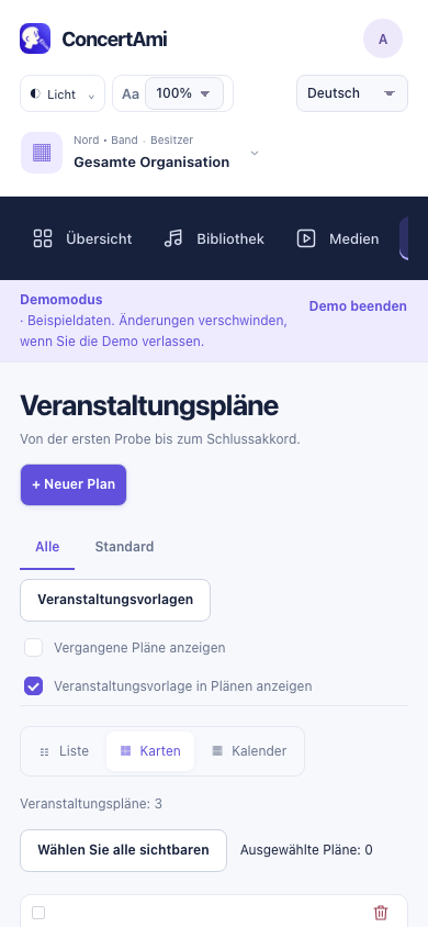 Apps für iOS und Android — Demonstrationsdaten