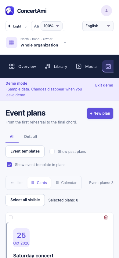 iOS and Android apps — demonstration data