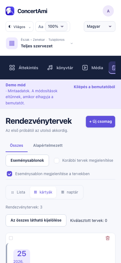 Reszponzív webes nézet telefonon — bemutatóadatok