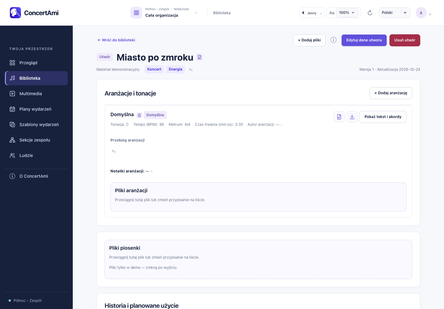 Karta utworu — dane demonstracyjne